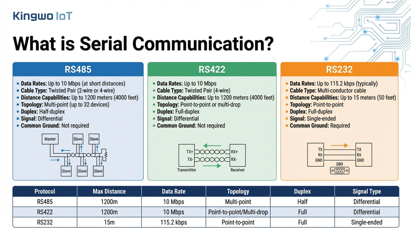 What Is Serial Communication? RS232 vs RS422 vs RS485